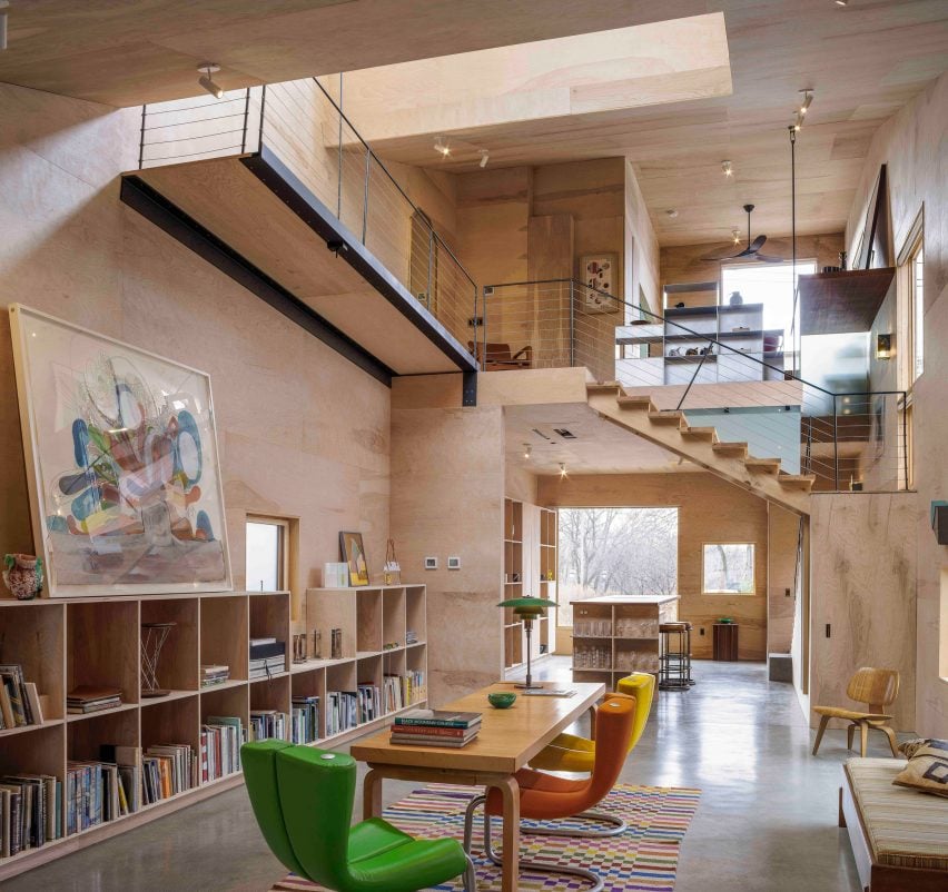 Marc Newson chairs in plywood interior