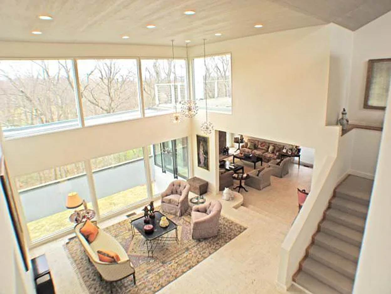 A high angle view of a living room
